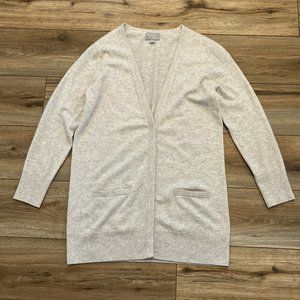 Pure Collection 100% Cashmere Cardigan Sweater SZ 8/10 Button Up V Neck Gray